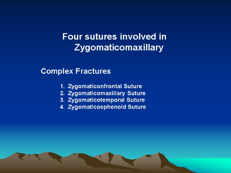 Four sutures involved in Zygomaticomaxillary         Complex